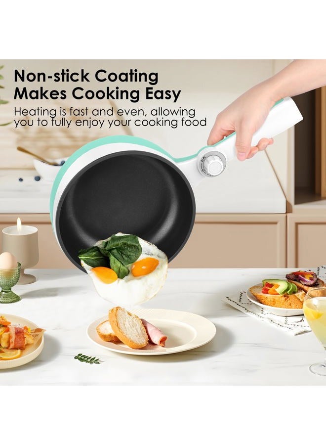 Audecook Hot Pot Electric, 1.7L Mini Electric Skillet Portable Nonstick Sauté Pan with Power Adjustment, Ramen Cooker Travel Multicooker for Steak/Soup/Egg/Oatmeal/Noodles (Tongs for Cooking Included) - Image 5